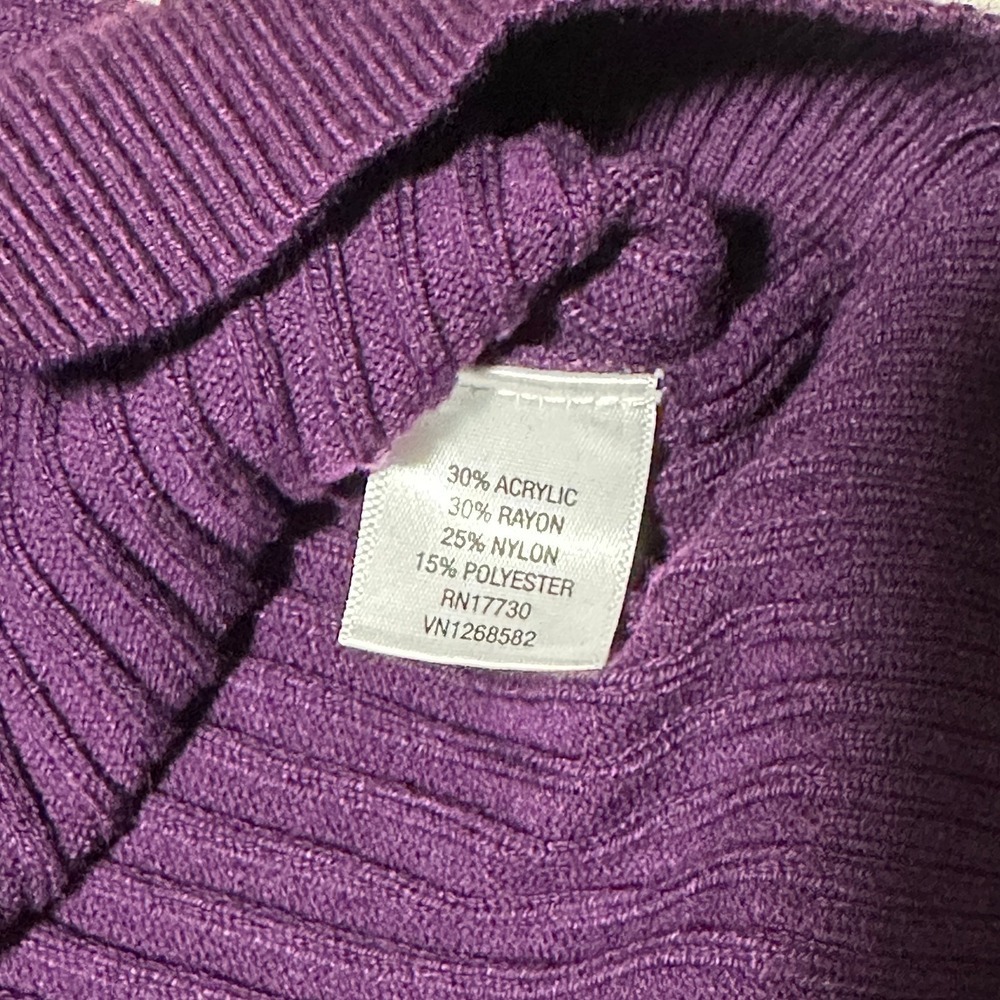 Merona Womens Purple Ribbed Knit Boat Neck Long Sleeve Sweater Large RN17730 - Picture 6 of 7